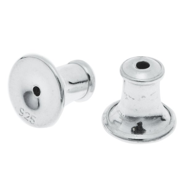 2 x 925 Sterling Silver Rubber Friction Bullet Earring Back Ear Nut
