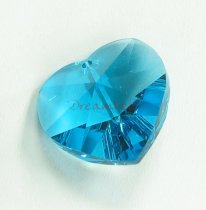 1x Swarovski Crystal Heart Charm Pendant Blue Zircon 18mm 6228