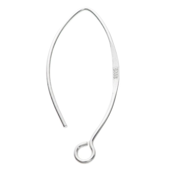 2 x 925 Sterling Silver Earwires French Hook Dangle Earring Connector 32 mm