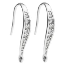 2x Rhodium on 925 Sterling Silver Clear CZ Crystal Earwire French Hook Dangle Earring Connector