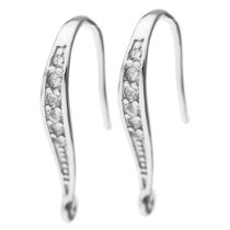 2x Rhodium on 925 Sterling Silver Clear CZ Crystal Earwire French Hook Dangle Earring Connector