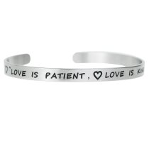 Qina C. 316l Stainless Steel Love Patient Kind Adjustable Cuff Bracelet Wristband Bangle
