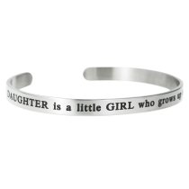 Qina C. 316l Stainless Steel a Daughter Is a Little Girl Who Grows up to Be a Friend Adjustable Cuff Bracelet Wristband Bangle