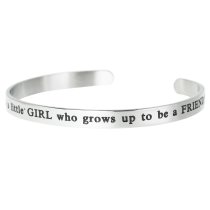 Qina C. 316l Stainless Steel a Daughter Is a Little Girl Who Grows up to Be a Friend Adjustable Cuff Bracelet Wristband Bangle