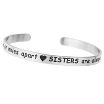 Qina C. 316l Stainless Steel Sister Close Heart Adjustable Cuff Bracelet Wristband Bangle