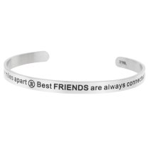 Qina C. 316l Stainless Steel Best Friends Connected By Heart Adjustable Cuff Bracelet Wristband Bangle