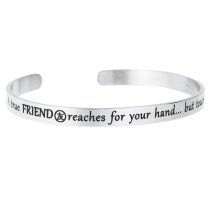 Qina C. 316l Stainless Steel a True Friend Reaches for Your Hand but Touches Your Heart Adjustable Cuff Bracelet Wristband Bangle