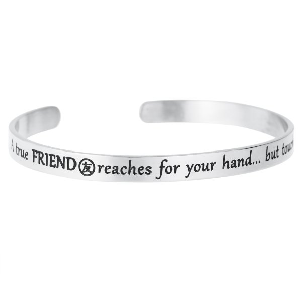 Qina C. 316l Stainless Steel a True Friend Reaches for Your Hand but Touches Your Heart Adjustable Cuff Bracelet Wristband Bangle
