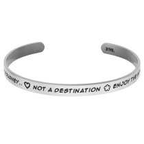 Qina C. 316l Stainless Steel Life Journey Destination Moments Adjustable Cuff Bracelet Wristband Bangle