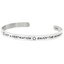 Qina C. 316l Stainless Steel Life Journey Destination Moments Adjustable Cuff Bracelet Wristband Bangle