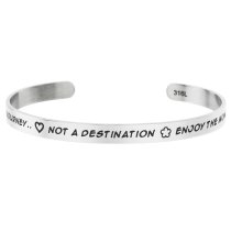 Qina C. 316l Stainless Steel Life Journey Destination Moments Adjustable Cuff Bracelet Wristband Bangle