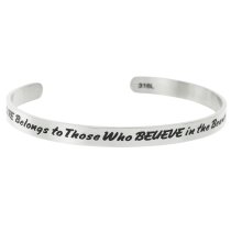 Qina C. 316l Stainless Steel Future Believe Beauty of Dreams Adjustable Cuff Bracelet Wristband Bangle