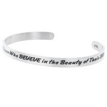 Qina C. 316l Stainless Steel Future Believe Beauty of Dreams Adjustable Cuff Bracelet Wristband Bangle