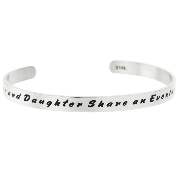 Qina C. 316l Stainless Steel Mother and Daughter Share an Everlasting Bond Adjustable Cuff Bracelet Wristband Bangle