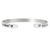 Qina C. 316l Stainless Steel Love Finding Live Adjustable Cuff Bracelet Wristband Bangle