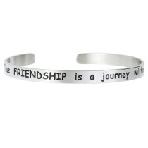 Qina C. 316l Stainless Steel True Friendship Is a Journey Without End Adjustable Cuff Bracelet Wristband Bangle