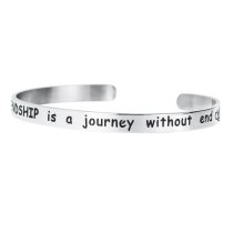 Qina C. 316l Stainless Steel True Friendship Is a Journey Without End Adjustable Cuff Bracelet Wristband Bangle