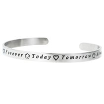 Qina C. 316l Stainless Steel Friends Forever Today Tomorrow Always Adjustable Cuff Bracelet Wristband Bangle
