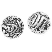2x Bali Sterling Silver Buddhist Monk Prayer Sutra Mala Flower Heart Bead Spacer