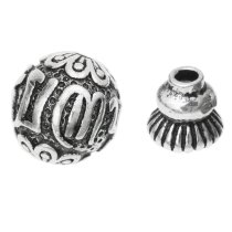 1 Set Antique 925 Sterling Silver Gourd Guru Flower Buddhist Prayer Mala Sutra Bead Spacer Cap
