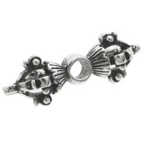 1x Antique 925 Sterling Silver Bali Flower Dot Tube Spacer Bead