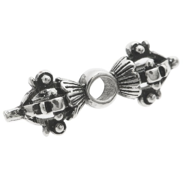 1x Antique 925 Sterling Silver Bali Flower Dot Tube Spacer Bead