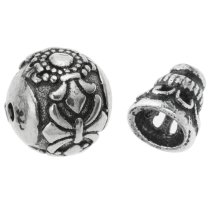 1 Set Antique Bali 925 Sterling Silver Gourd Flower Leaf Curved Round Spacer Bead Cap