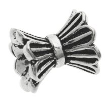 Antique 925 Sterling Silver Bali Flower Leaf Pear Cap Tube Spacer Bead
