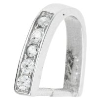 1x Rhodium on 925 Sterling Silver CZ Crystal Bail Pinch Pendant Charm Connector