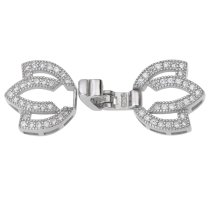 1 Set Rhodium on Sterling Silver CZ Crystal Lotus Flower Pearl Stringing Connector Clasp