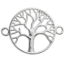 1x Sterling Silver Round Family Tree Link Connector Bead 20mm
