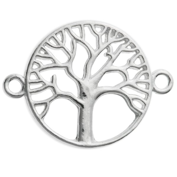 1x Sterling Silver Round Family Tree Link Connector Bead 20mm