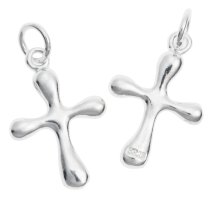 2x 925 Sterling Silver Holy Christian Cross Dangle Charm Pendant 21mm