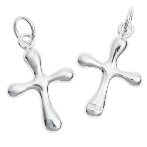 2x 925 Sterling Silver Holy Christian Cross Dangle Charm Pendant 21mm