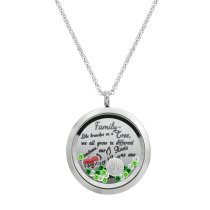 1x Stainless Steel Family Tree Love Heart Round Floating Locket Crystals Charm Chain Necklace Pendant 30mm