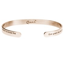 Qina C. Rose Gold-tone 316l Stainless Steel Christian Bible Quote Courage Adjustable Cuff Bracelet Wristband Bangle