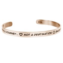 Qina C. Rose Gold-tone 316l Stainless Steel Life Journey Destination Moments Adjustable Cuff Bracelet Wristband Bangle