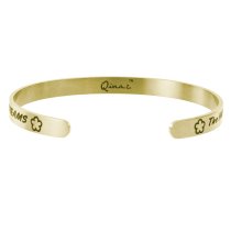 Qina C. Gold-tone 316l Stainless Steel Future Believe Beauty of Dreams Adjustable Cuff Bracelet Wristband Bangle