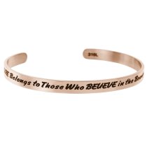 Qina C. Rose Gold-tone 316l Stainless Steel Future Believe Beauty of Dreams Adjustable Cuff Bracelet Wristband Bangle