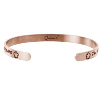 Qina C. Rose Gold-tone 316l Stainless Steel Future Believe Beauty of Dreams Adjustable Cuff Bracelet Wristband Bangle