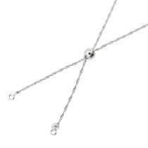 Rhodium on 925 Sterling Silver Rubber Stopper Ball Bead Adjustable Chain Necklace 28″ with Jump Ring Connector
