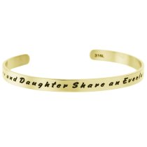 Qina C. Gold-tone 316l Stainless Steel Mother and Daughter Share an Everlasting Bond Adjustable Cuff Bracelet Wristband Bangle