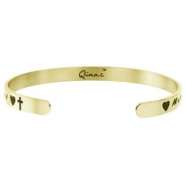 Qina C. Gold-tone 316l Stainless Steel Mother and Daughter Share an Everlasting Bond Adjustable Cuff Bracelet Wristband Bangle