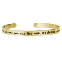 Qina C. Gold-tone 316l Stainless Steel Love Finding Live Adjustable Cuff Bracelet Wristband Bangle