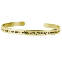 Qina C. Gold-tone 316l Stainless Steel Love Finding Live Adjustable Cuff Bracelet Wristband Bangle