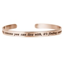 Qina C. Rose Gold-tone 316l Stainless Steel Love Finding Live Adjustable Cuff Bracelet Wristband Bangle