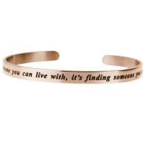 Qina C. Rose Gold-tone 316l Stainless Steel Love Finding Live Adjustable Cuff Bracelet Wristband Bangle