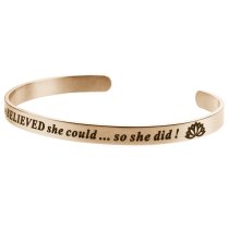 Qina C. Rose Gold-tone 316l Stainless Steel She Believed She Could so She Did Adjustable Cuff Bracelet Wristband Bangle