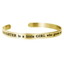 Qina C. Gold-tone 316l Stainless Steel a Daughter Is a Little Girl Who Grows up to Be a Friend Adjustable Cuff Bracelet Wristband Bangle