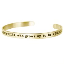 Qina C. Gold-tone 316l Stainless Steel a Daughter Is a Little Girl Who Grows up to Be a Friend Adjustable Cuff Bracelet Wristband Bangle